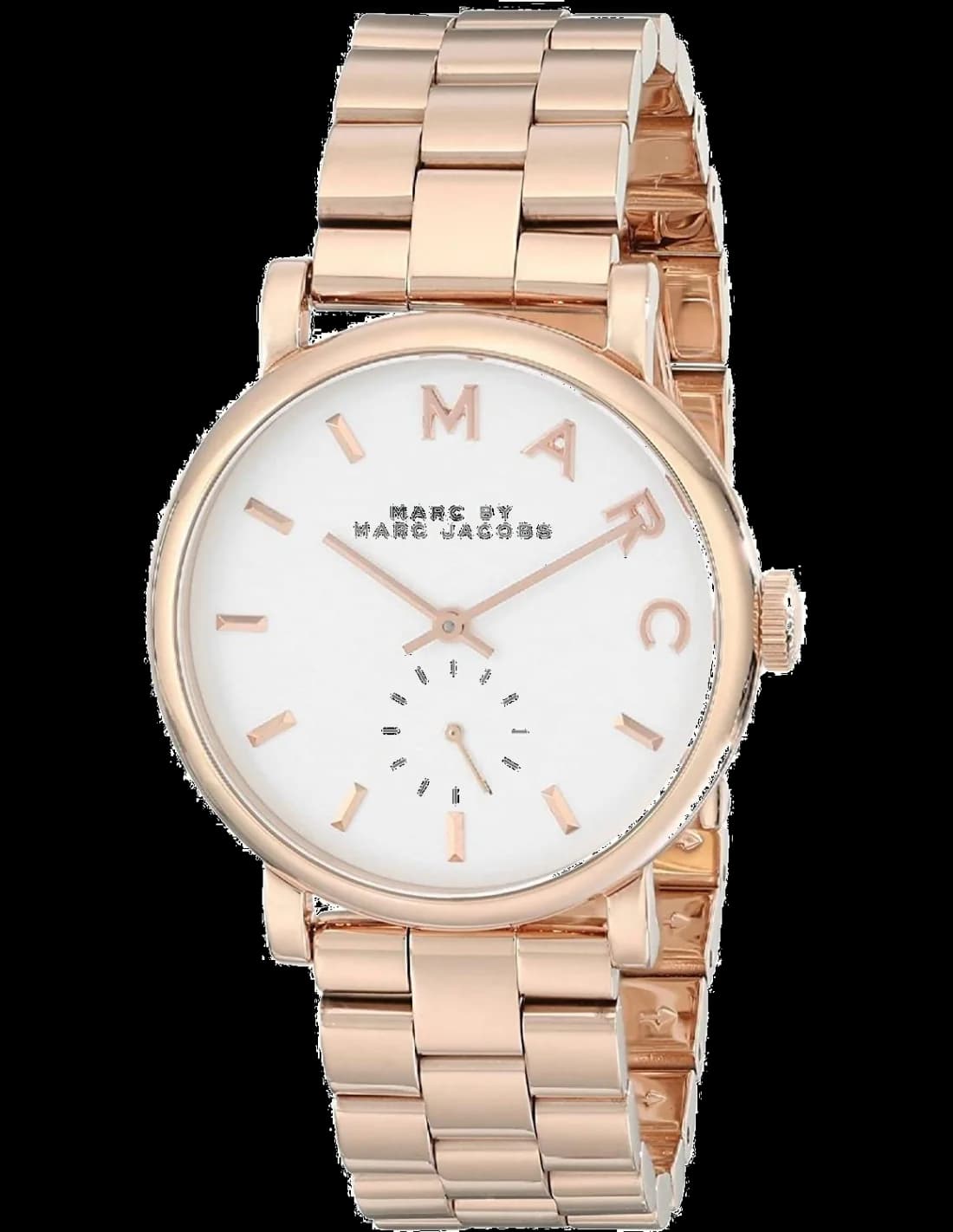 Montre Femme Marc Jacobs MBM3244 - Boîtier Acier Or Rose, Cadran Blanc à Lettres