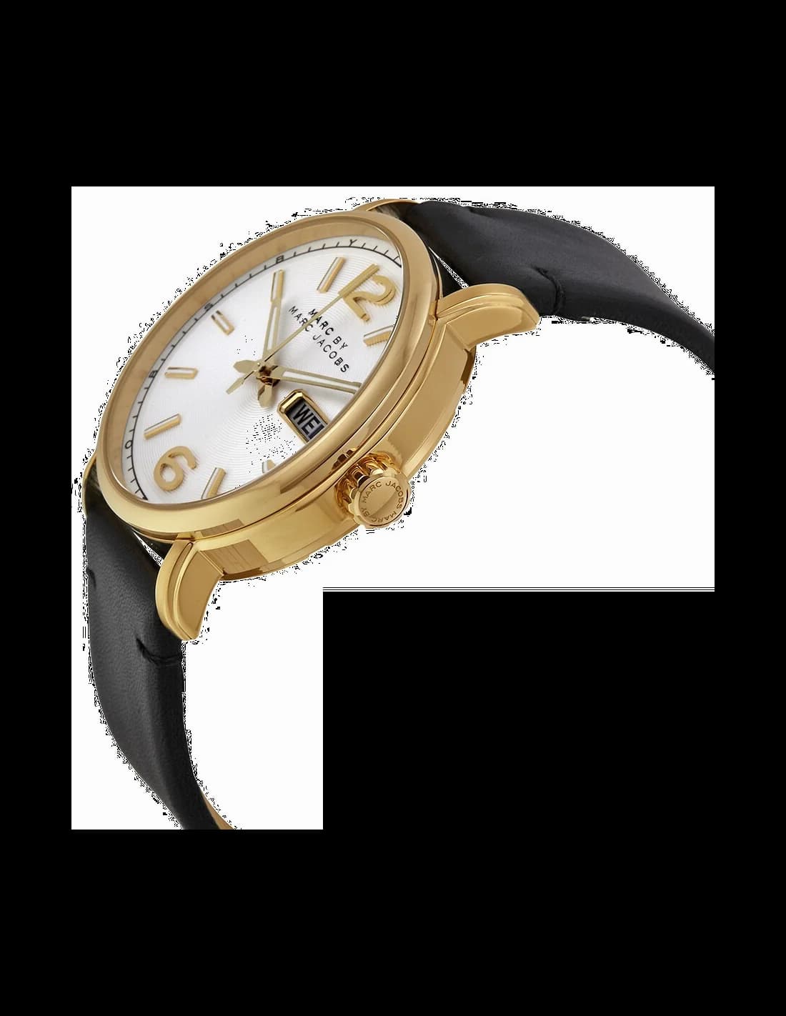 Montre Femme Marc Jacobs Fergus MBM5081 - Cadran blanc, boîtier or, bracelet cuir noir vue 2