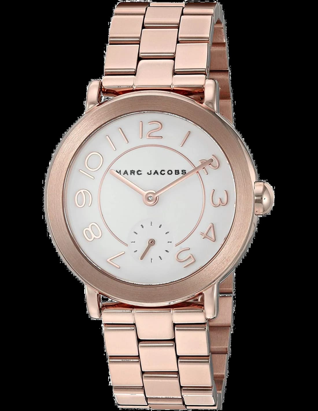 Montre Femme Marc Jacobs MJ3471 Riley - Cadran Blanc, Boîtier et Bracelet Acier Or Rose
