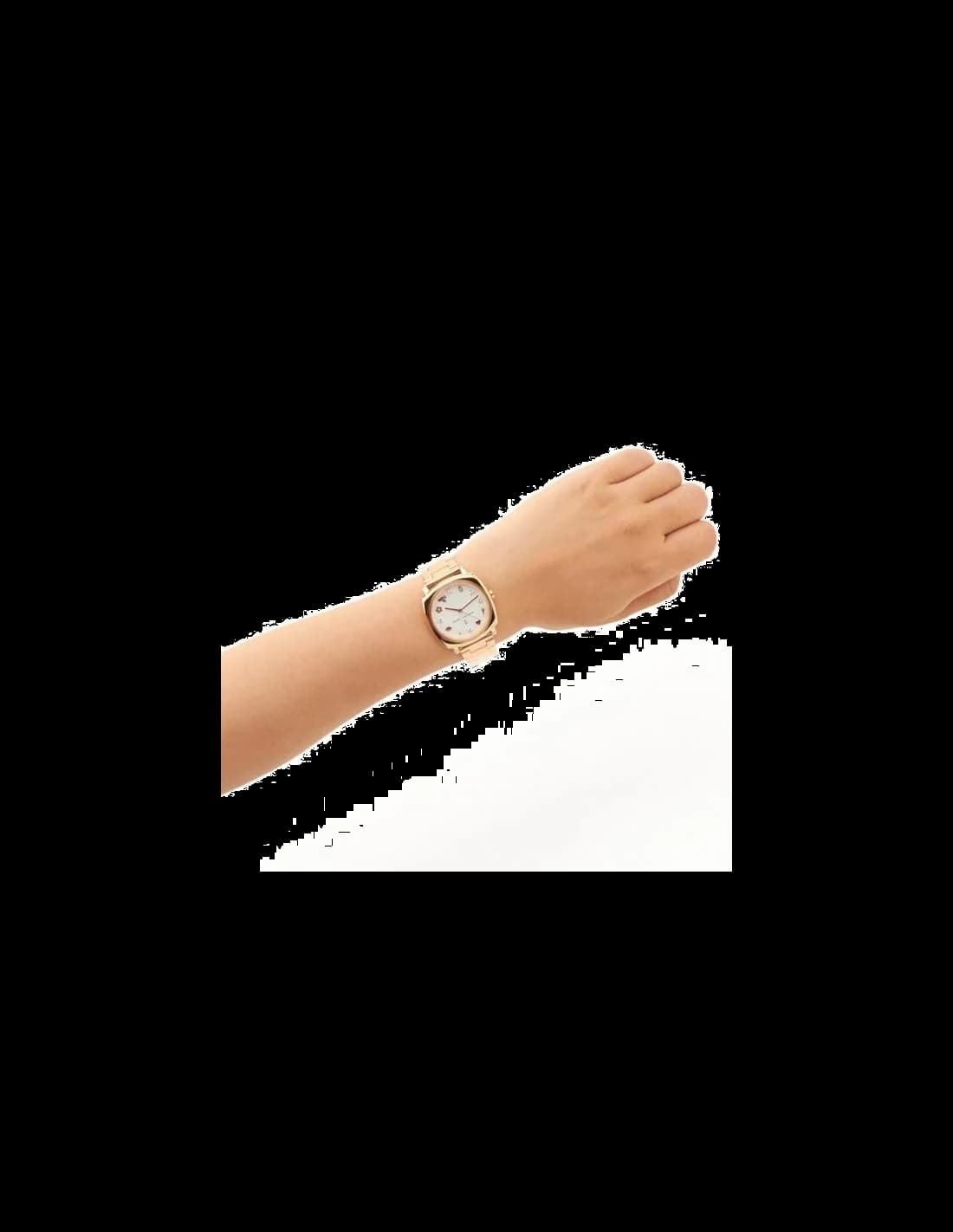 Lunette boîtier Marc Jacobs MJ3574 rond en acier inoxydable doré au boîtier fin de 32mm et verre minéral résistant
