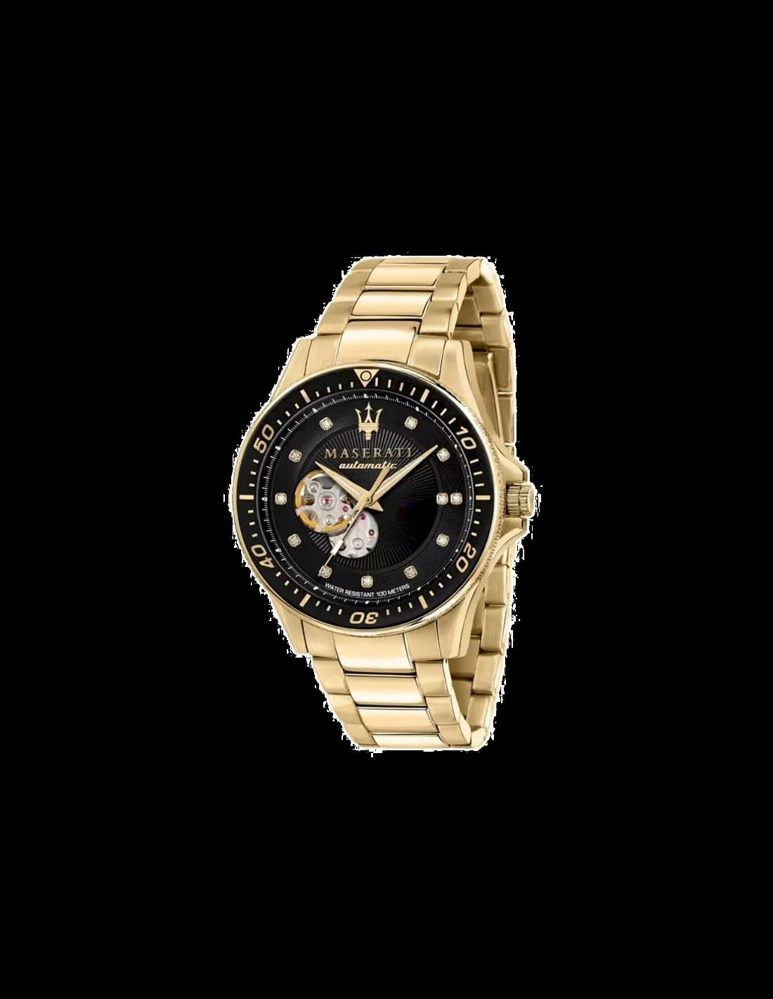 Montre Homme Maserati Sfida Automatique Squelette - Boîtier Or, Cadran Noir - Réf. R8823140003