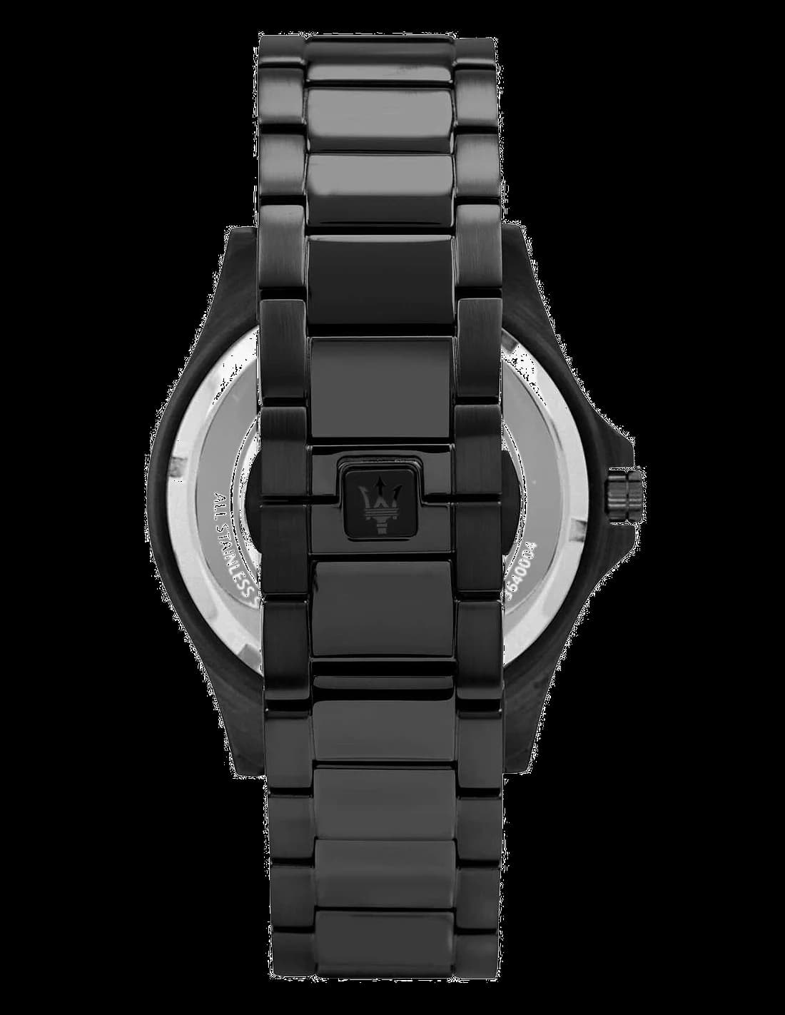 Attache bracelet Maserati R8823140005 en acier inoxydable brossé avec boucle déployante siglée Maserati