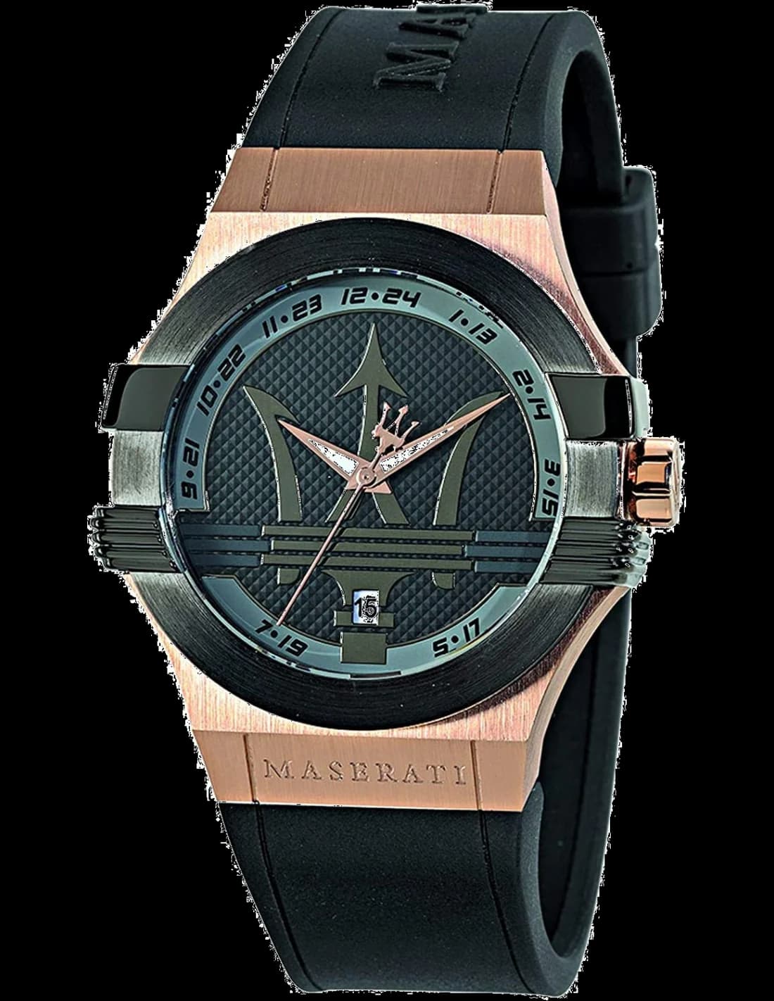 Garde-temps Maserati R8851108002 au cadran anthracite soleillé avec index appliqués et aiguilles luminescentes
