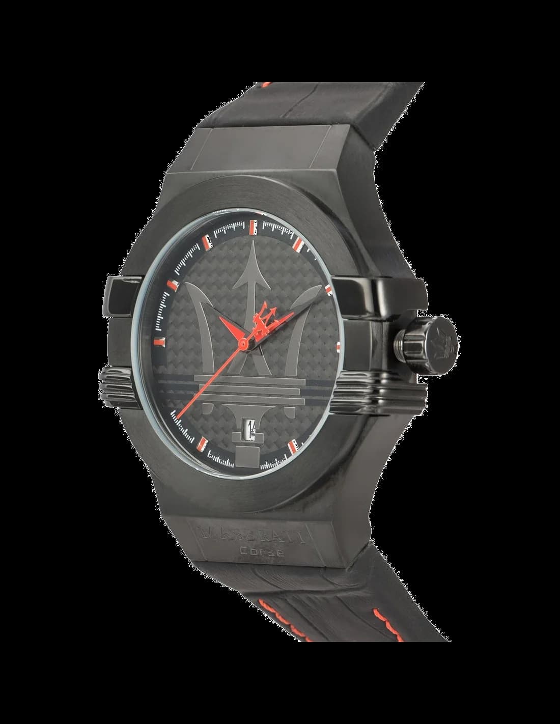 Lunette boîtier Maserati R8851108010 en acier poli-brossé de 44mm, lunette fixe lisse et verre saphir bombé
