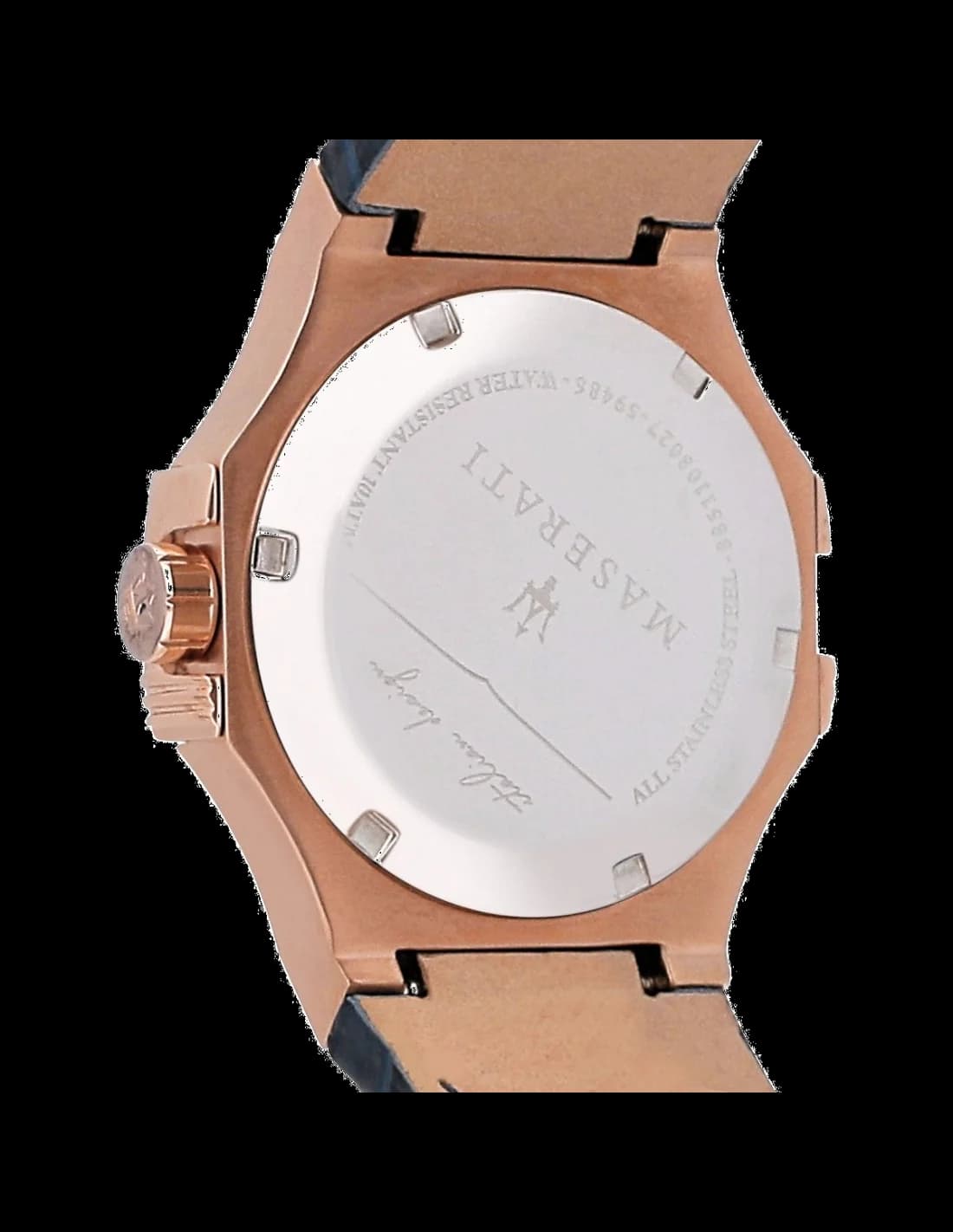 Montre Homme Maserati Potenza R8851108027, Cadran Noir, Boîtier Or Rose, Bracelet Cuir Bleu vue 3