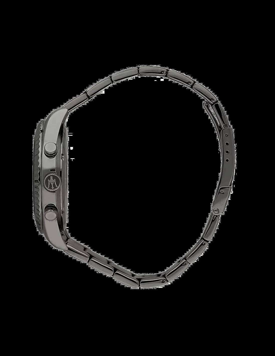 Lunette boîtier Maserati R8853100019 en acier gris brossé de 44 mm avec lunette fixe et couronne crantée