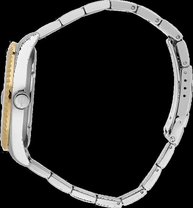 Attache bracelet Maserati R8853100027 en acier bicolore avec maillons polis et satinés, fermoir déployant double sécurité