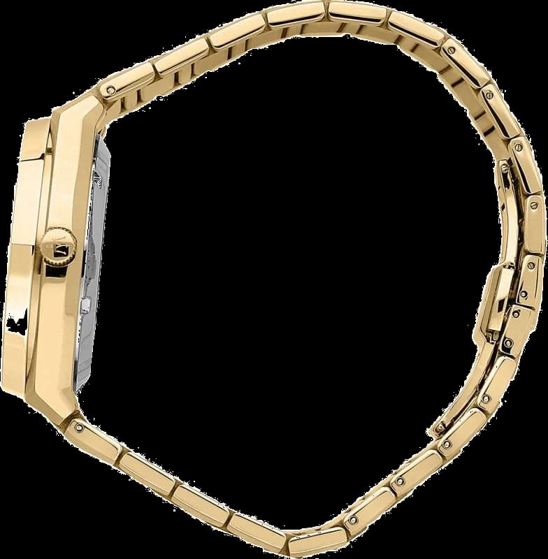 Attache bracelet Maserati R8853142004 en acier doré jaune PVD, maille milanaise flexible avec fermoir déployante ajustable, confort et sécurité au poignet