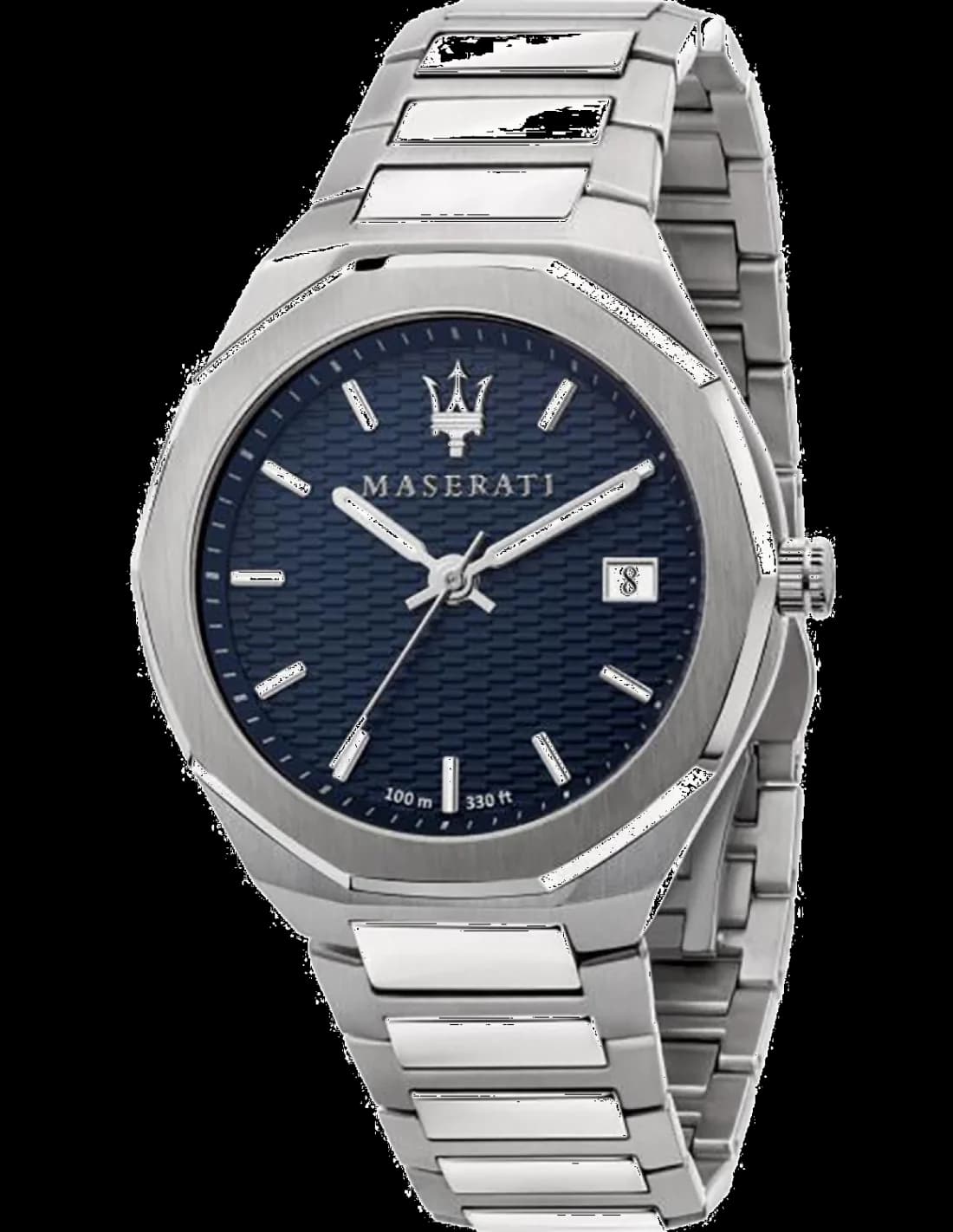 Garde-temps Maserati R8853142006 au cadran octogonal bleu soleil avec aiguilles luminescentes et index bâtons