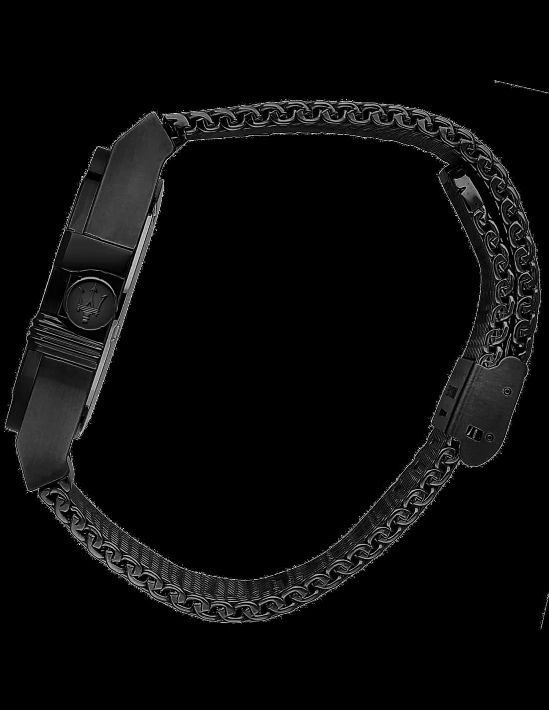 Attache bracelet Maserati R8853144002 en maille milanaise acier inoxydable, fermoir déployant ajustable pour confort optimal