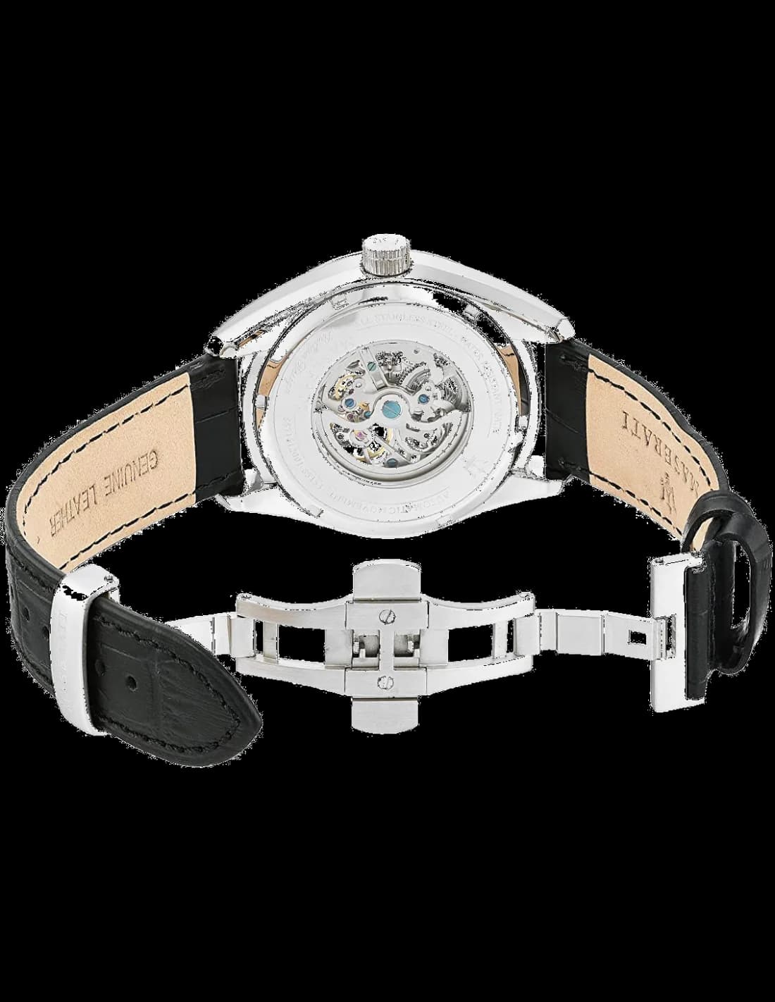 Attache bracelet Maserati R8871612001 en acier inoxydable brossé, fermoir déployant à double bouton-poussoir