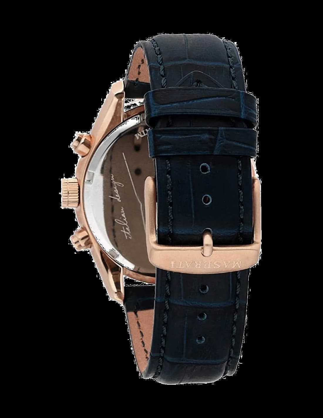 Montre Homme Maserati Traguardo R8871612015 - Boîtier Acier Or Rose, Cadran et Bracelet Cuir Bleu vue 2