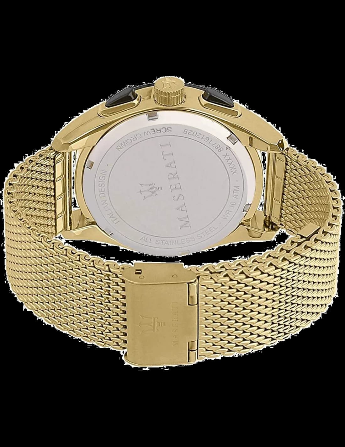 Attache bracelet Maserati R8873612010 en maille milanaise dorée avec fermoir déployant ajustable