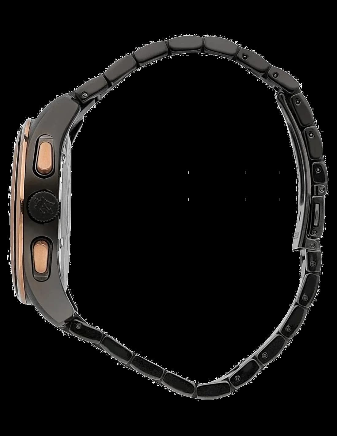 Attache bracelet Maserati R8873612016 en cuir noir cousu contrasté, boucle déployante acier traité PVD noir avec accents or rose
