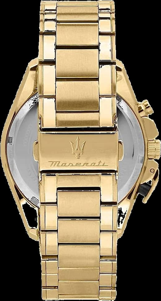 Attache bracelet Maserati R8873612041 en acier inoxydable doré avec fermoir déployant double sécurité et maillons pleins