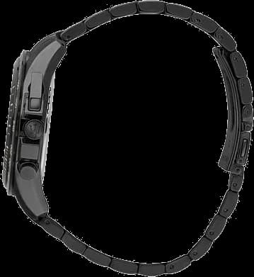 Attache bracelet Maserati R8873612048 en acier noir mat avec boucle déployante signée Maserati et inserts en caoutchouc texturé