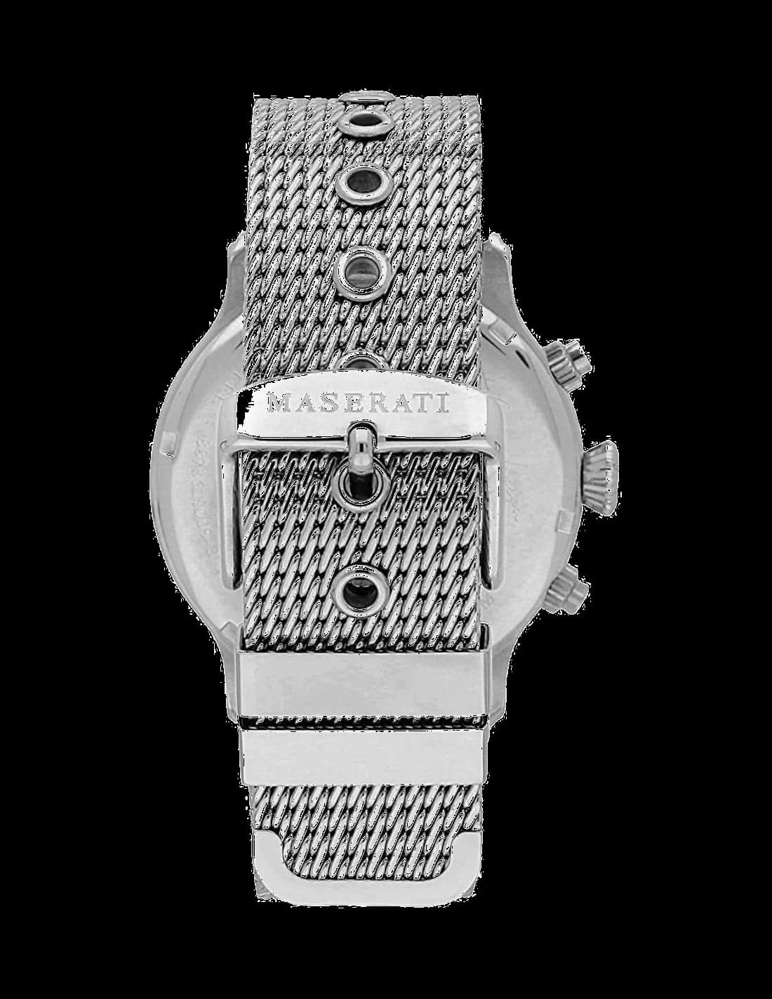 Attache bracelet Maserati R8873618009 en maille milanaise acier inoxydable or rose, fermoir déployant ajustable