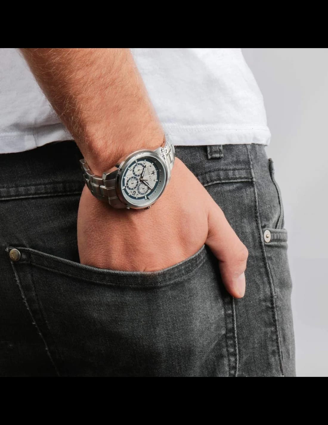 Attache bracelet Maserati R8873621006 bracelet acier inoxydable à maillons H, fermoir déployant double sécurité et boucle signée