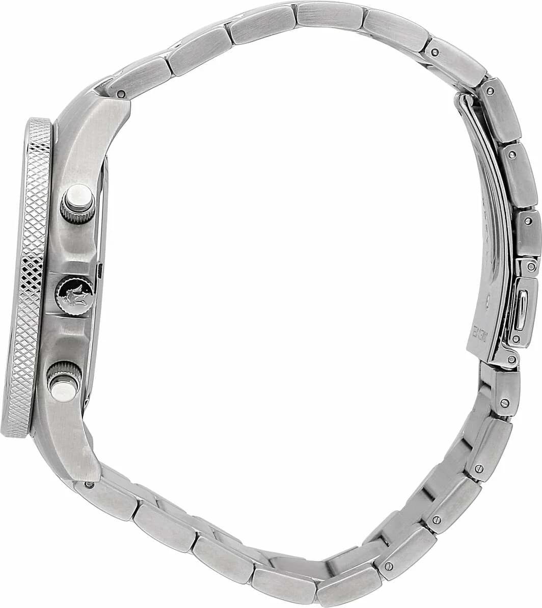 Attache bracelet Maserati R8873640004 en acier inoxydable brossé, maillons satinés, fermoir déployant double sécurité