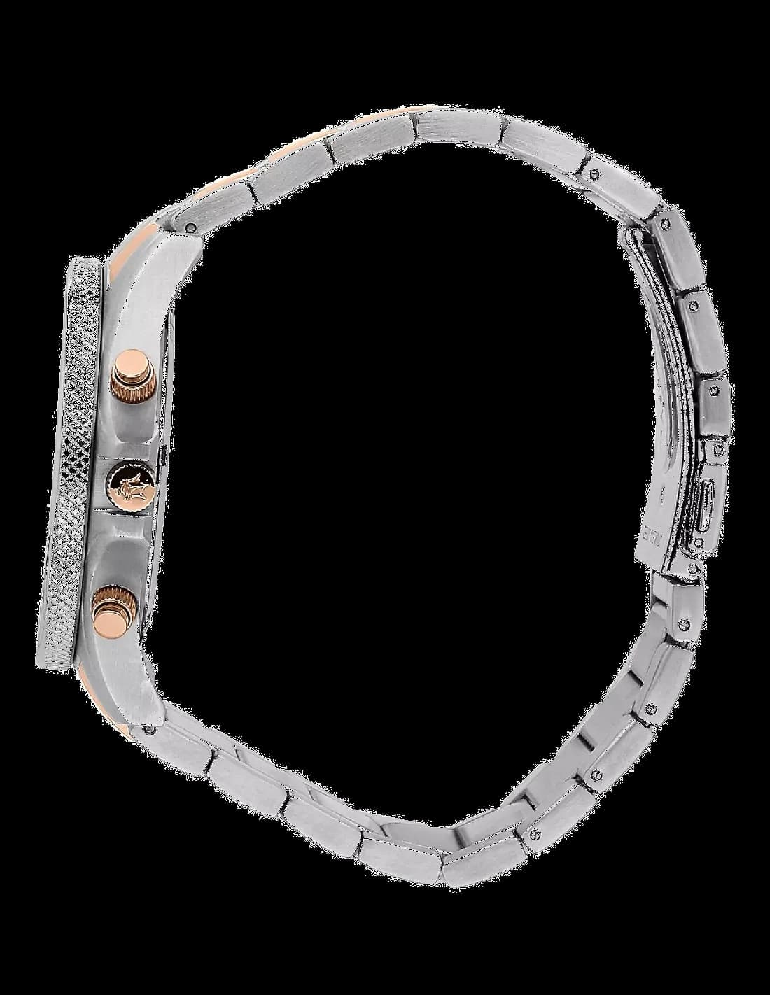 Attache bracelet Maserati R8873640009 en acier bicolore PVD or et acier inoxydable, fermoir déployant double sécurité gravé Maserati