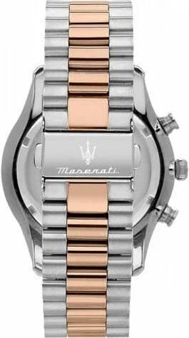 Attache bracelet Maserati R887364002 en acier inoxydable à triple boucle déployante, maillons polis et satinés
