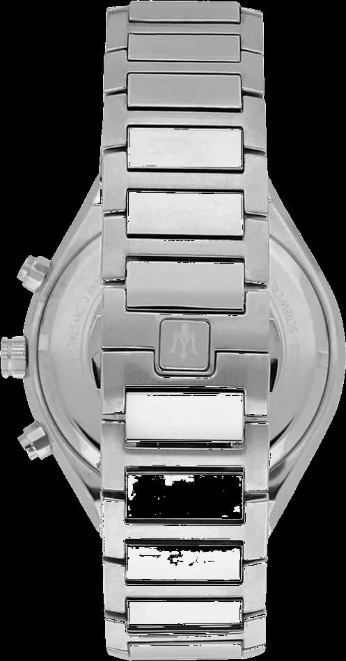 Attache bracelet Maserati R8873642006 en acier inoxydable brossé avec fermoir déployant double sécurité et gravure Maserati