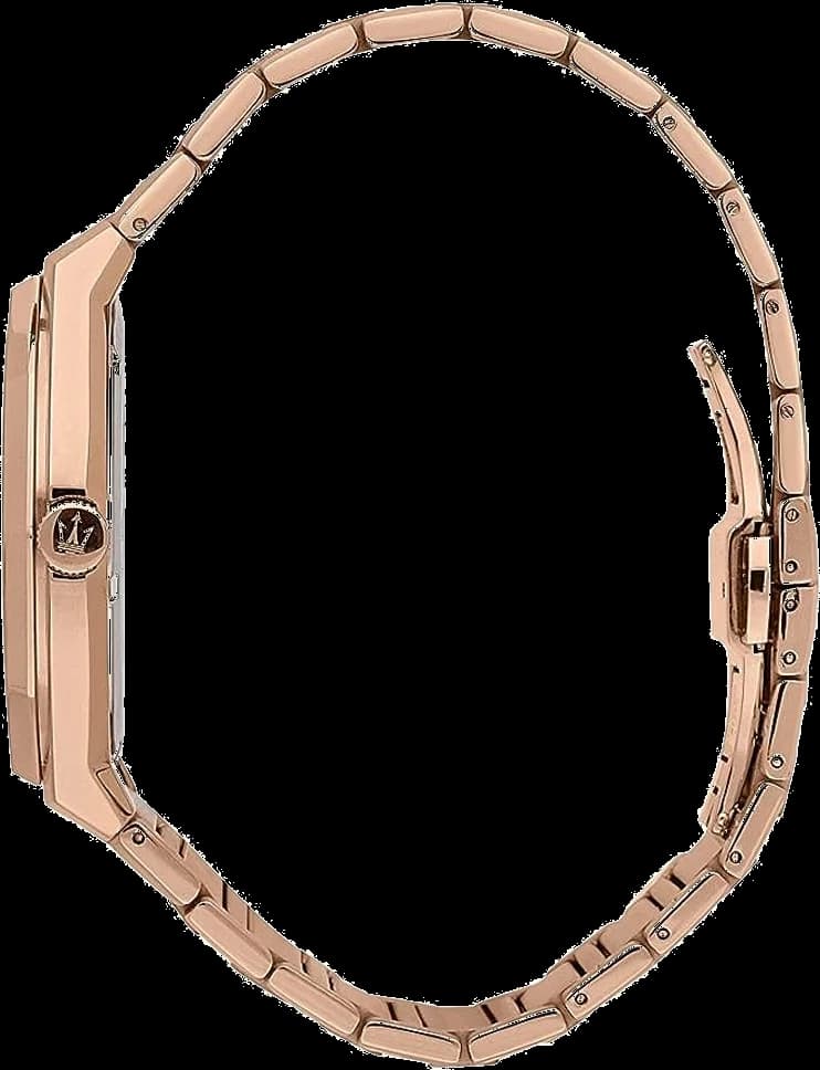 Attache bracelet Maserati R8873642007 en acier inoxydable plaqué or rose avec fermoir déployant ajustable et maillons polis satinés