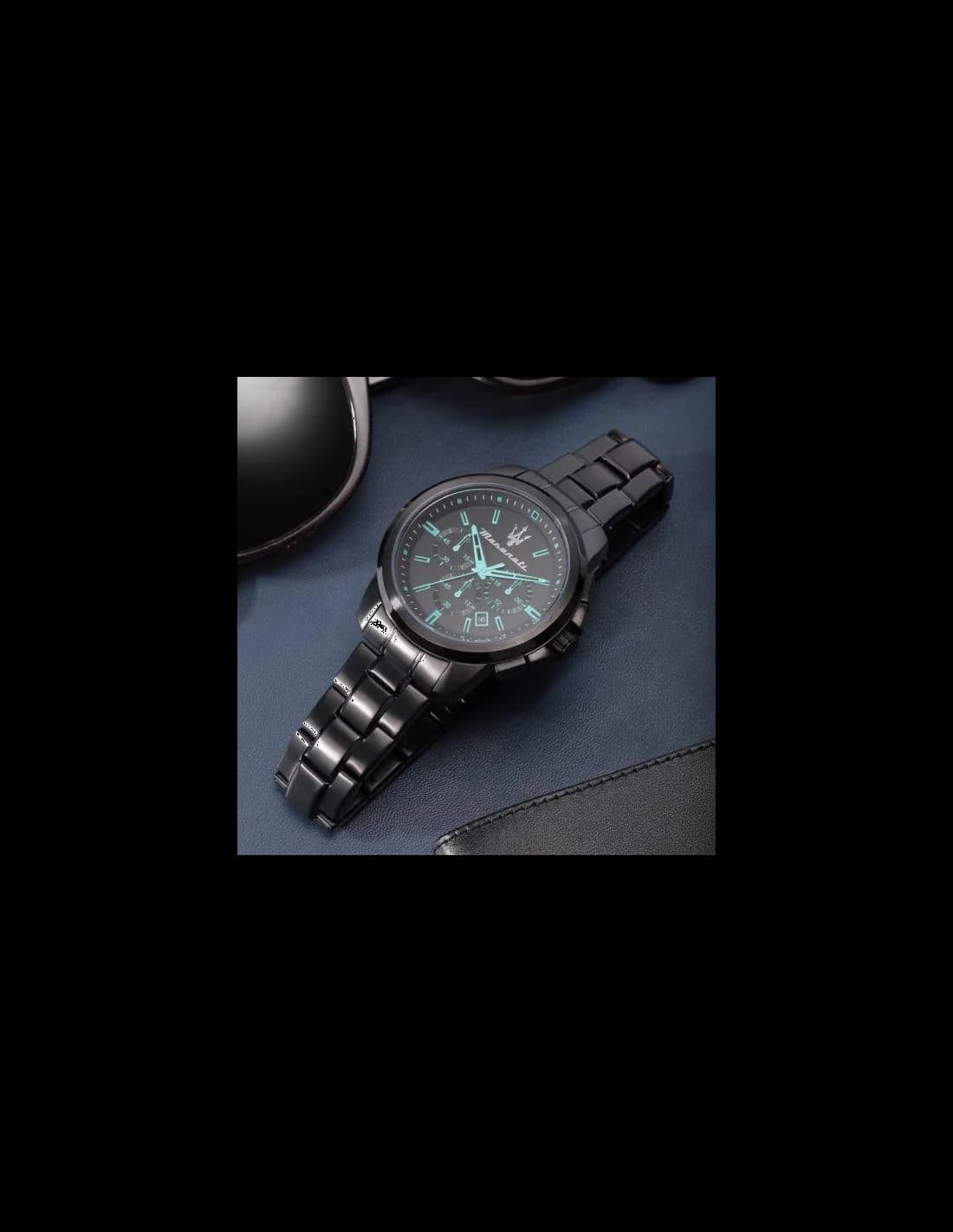 Montre Homme Maserati Successo Aqua Edition R8873644003 - Boîtier Acier Noir, Cadran Noir et Accents Turquoise vue 4