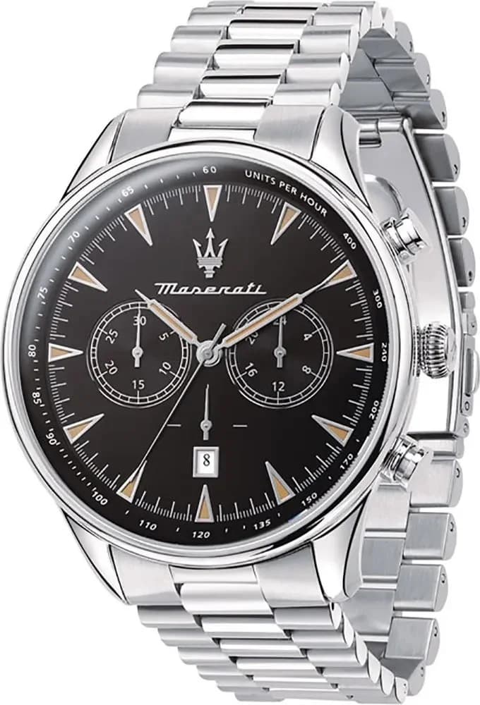 Garde-temps Maserati R8873646004 avec cadran gris soleillé et compteurs chronographe noirs