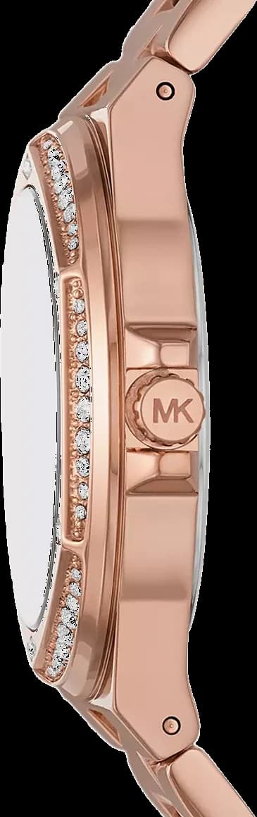 Attache bracelet Michael Kors MK1063 en acier inoxydable plaqué or rose avec fermoir déployant et maillons ajustables