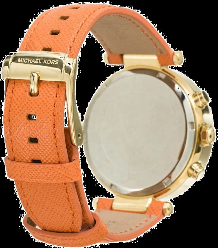 Visage cadran Michael Kors MK2279 avec chiffres romains et index bâton, aiguilles dorées, date à 3h, mouvement quartz précis