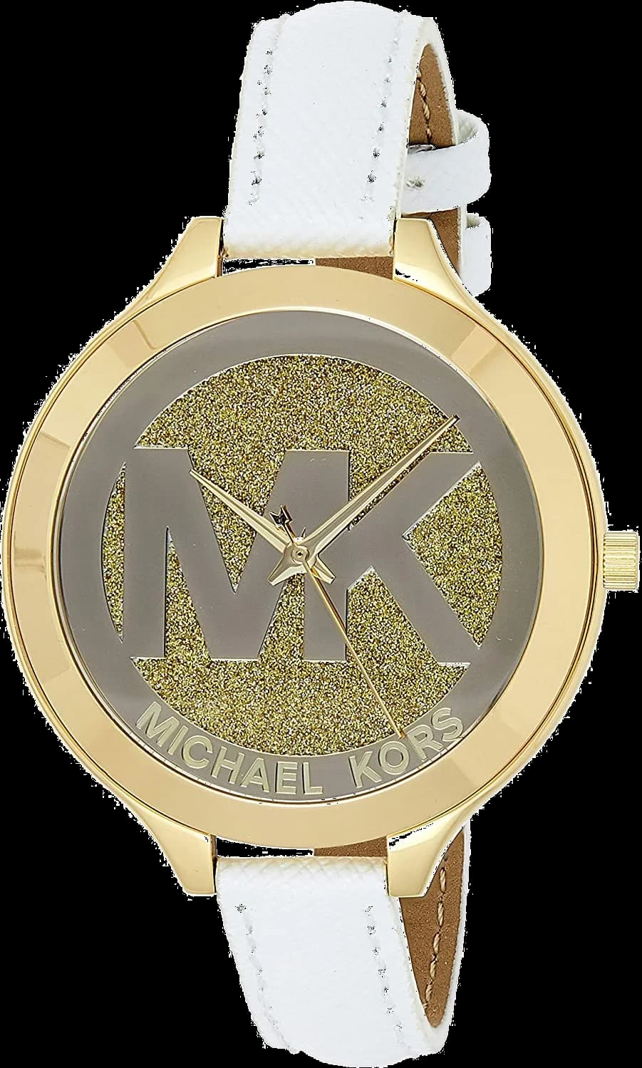 Attache bracelet Michael Kors MK2389 cuir blanc boucle ardillon acier inoxydable finition lisse 16 mm interchangeable