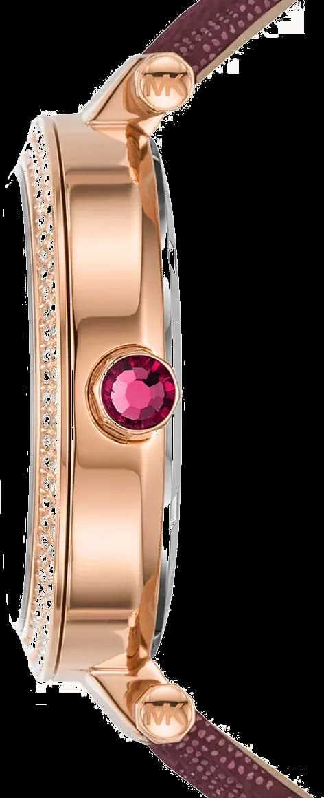 Montre Michael Kors Parker MK2974 pour femme, cadran or rose, bracelet cuir bordeaux vue 3