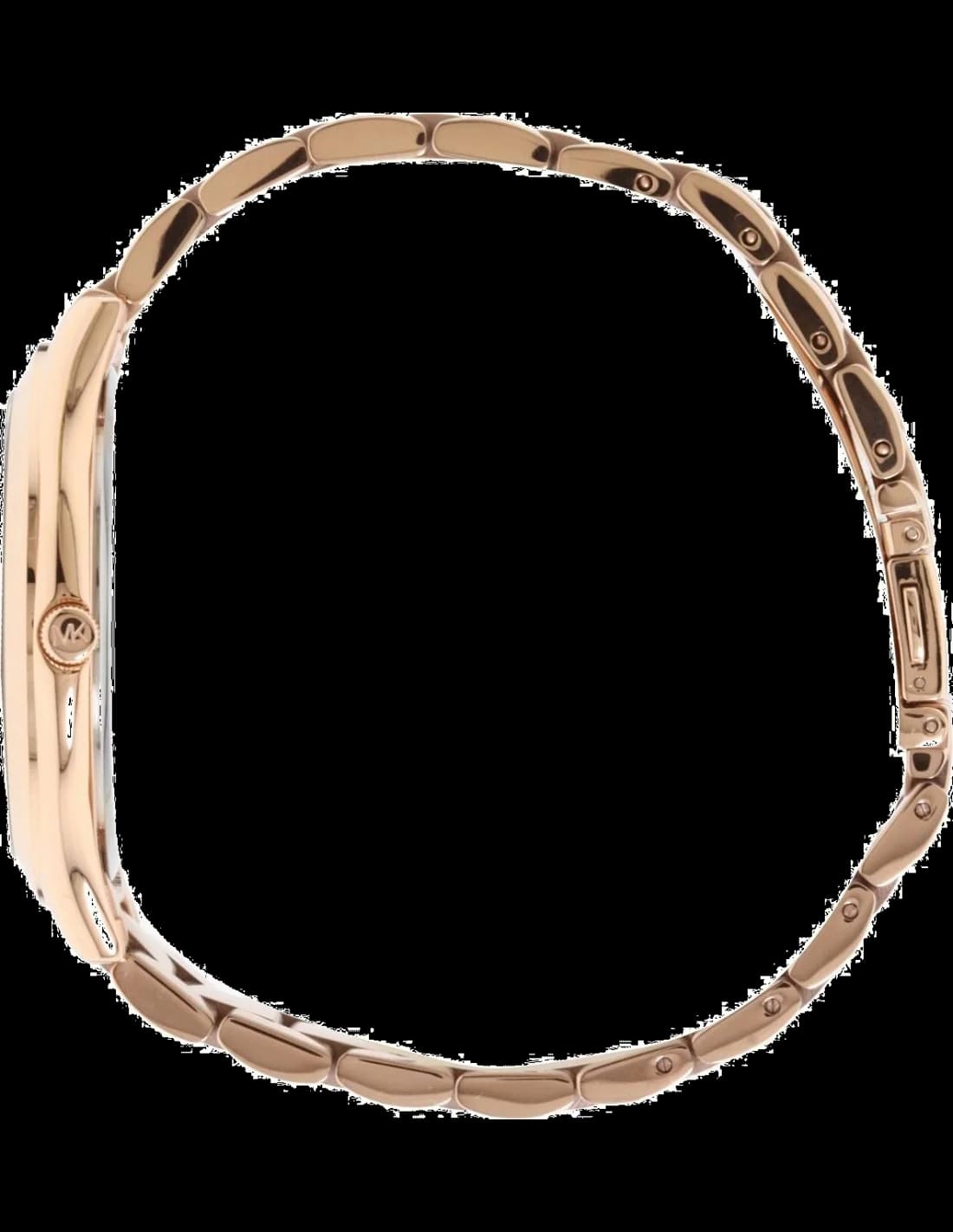 Visage cadran Michael Kors MK3181 avec index bâton et aiguilles dorées sur fond marron soleil