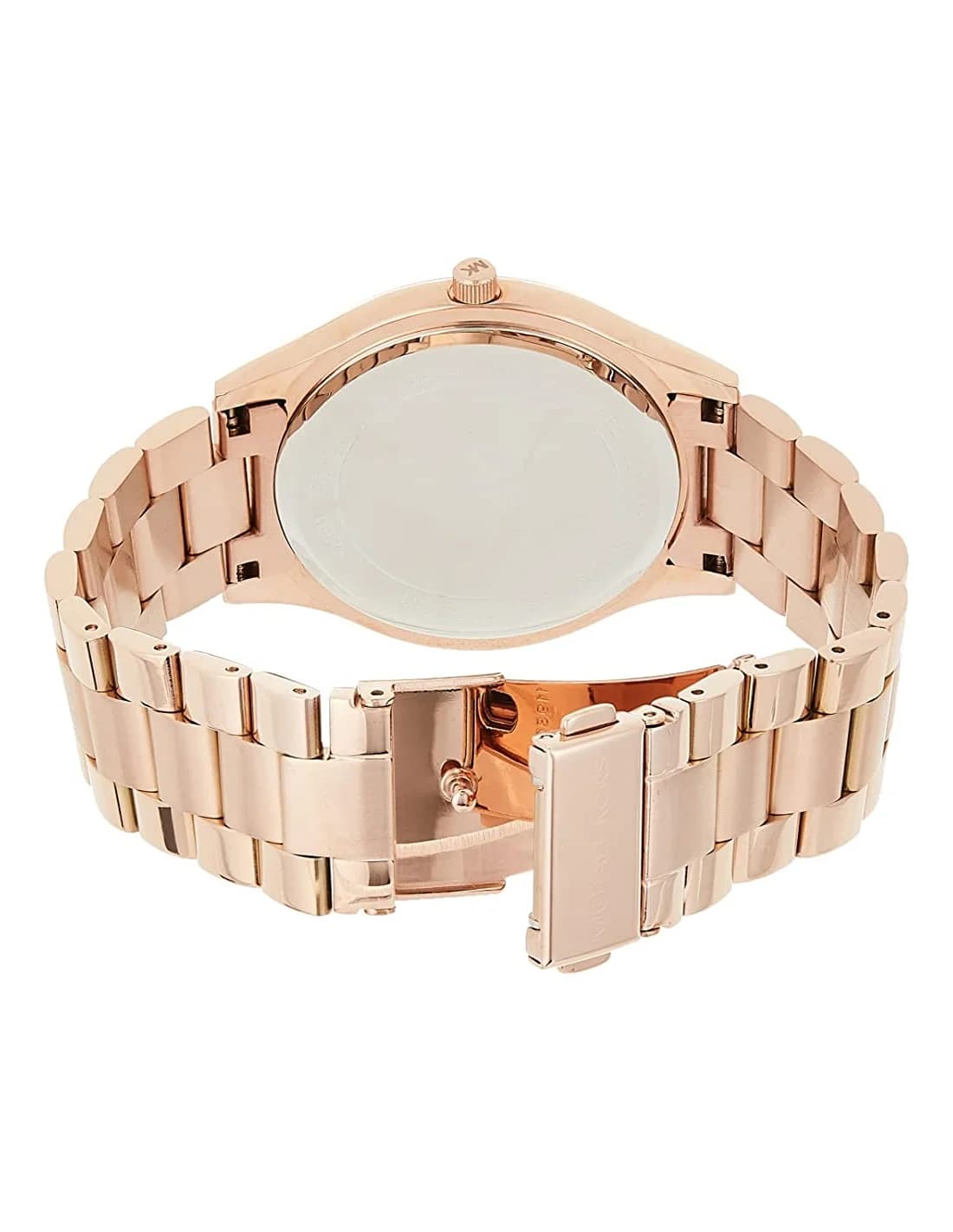 Attache bracelet Michael Kors MK3181 en acier plaqué or rose à triple boucle déployante avec poussoirs