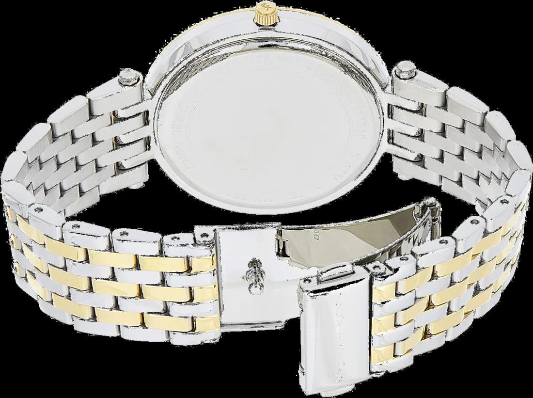 Attache bracelet Michael Kors MK3215 en acier bicolore maillé déployant un fermoir déployant sécurisé