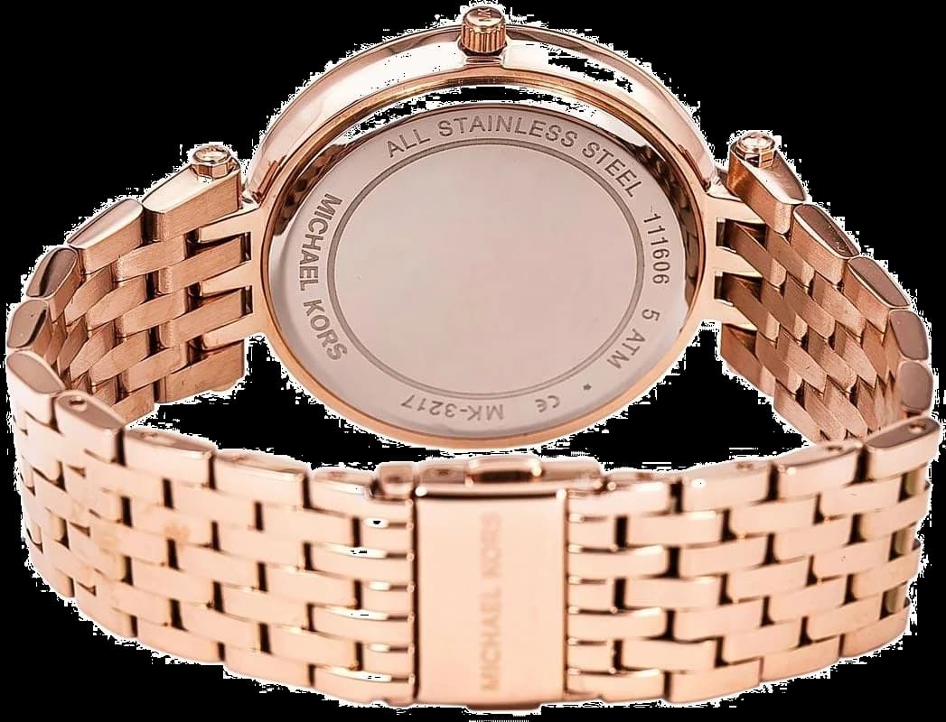 Attache bracelet Michael Kors MK3217 en acier inoxydable plaqué or rose 22 mm à boucle déployante sécurisée