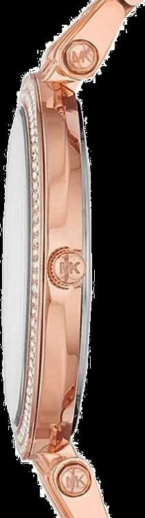 Visage cadran Michael Kors MK3220 avec index appliques diamants et aiguilles dorées, guichet date à 3h