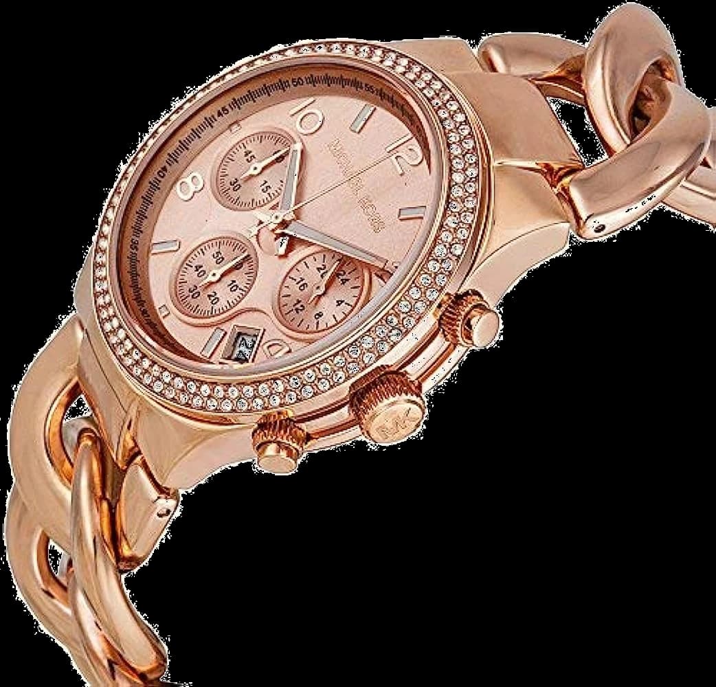 Visage cadran Michael Kors MK3247 avec index bâtons appliqués et guichet date à 3h pour une lisibilité optimale