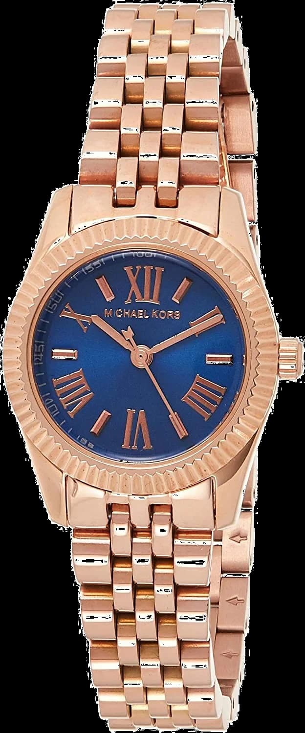 Montre-bracelet Femme Michael Kors Lexington MK3272 en acier or rose et cadran bleu