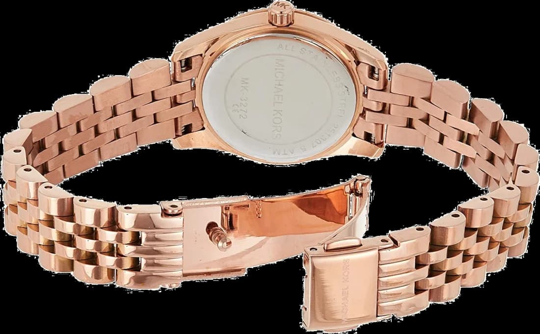 Attache bracelet Michael Kors MK3272 bracelet mailles milanaises en acier or rose avec fermoir déployante ajustable