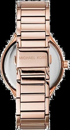 Visage cadran Michael Kors MK3313 avec index appliques et date à 3h sur fond champagne