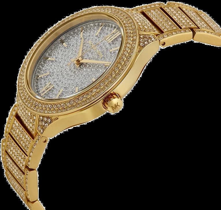 Montre Femme Michael Kors Kerry MK3360 en acier doré avec micropavé de cristaux vue 2