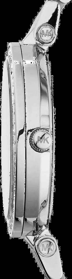 Visage cadran Michael Kors MK3364 avec index bâtons dorés, aiguilles dauphines et guichet date à 3h, mouvement quartz précis