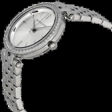 Attache bracelet Michael Kors MK3364 en acier inoxydable bicolore doré et argent, fermoir déployant signé et maillons ajustables