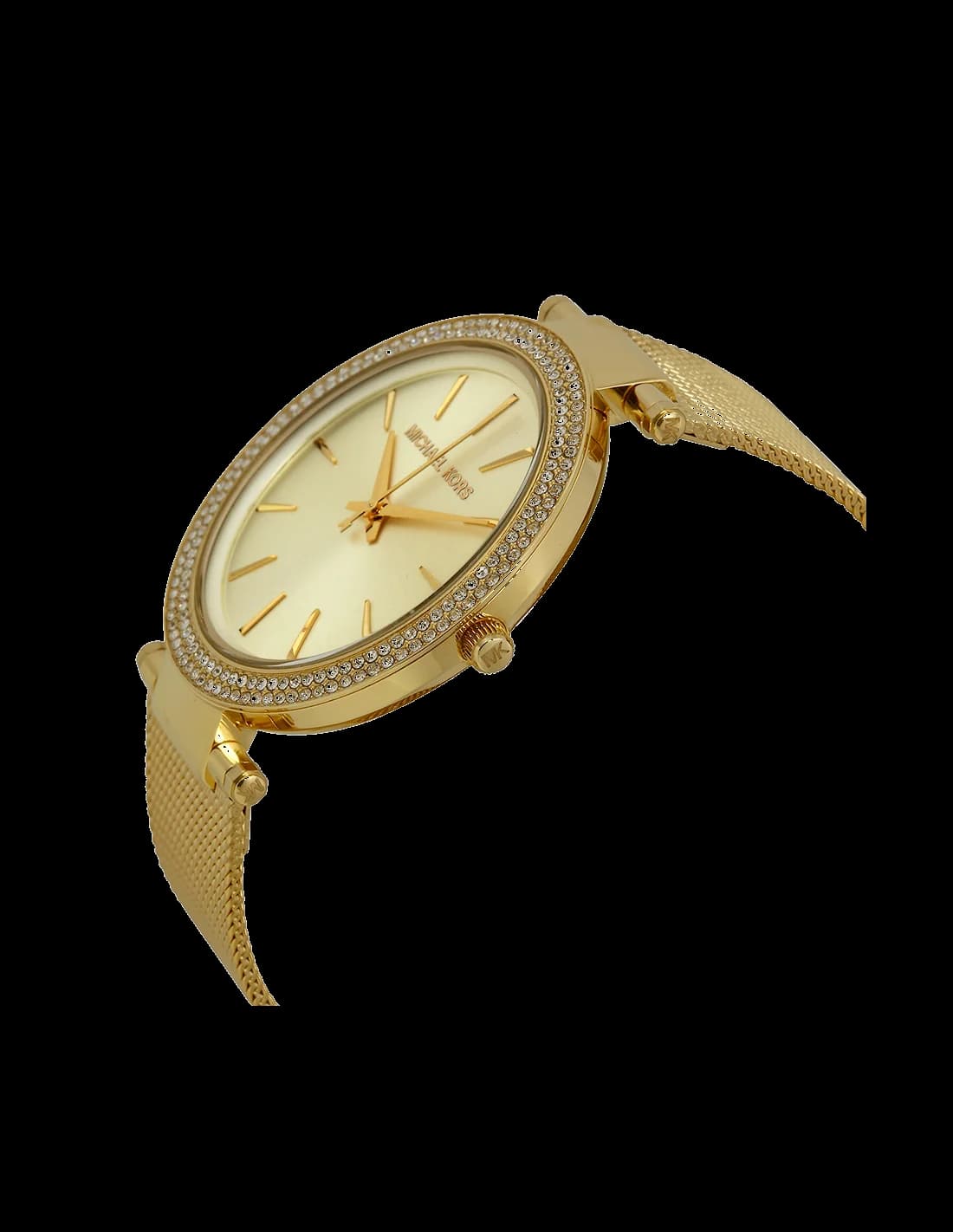 Visage cadran Michael Kors MK3368 détail des index bâtons appliqués et guichet date à 3h