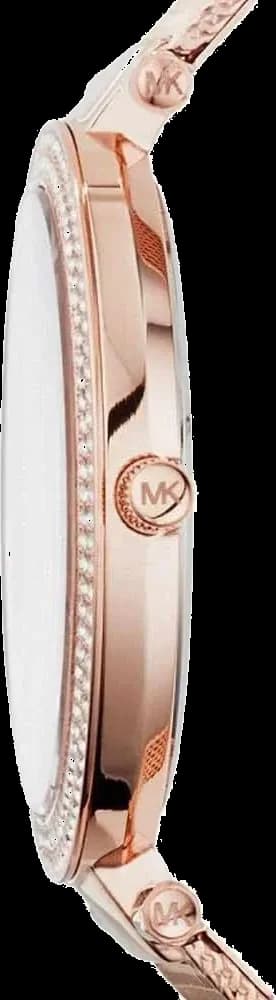 Visage cadran Michael Kors MK3369 avec index bâtons appliqués, aiguilles dorées et date à 3 heures soleil