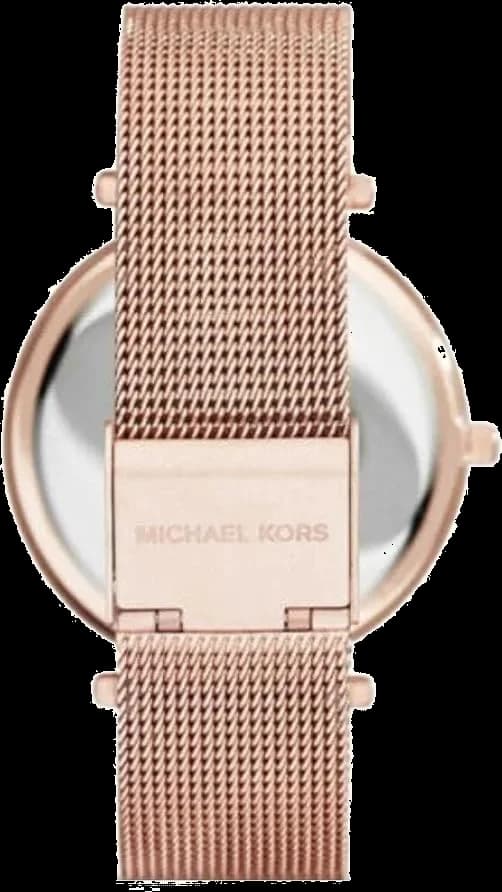 Attache bracelet Michael Kors MK3369 en acier maille milanaise doré rose avec fermoir déployant ajustable deux boutons