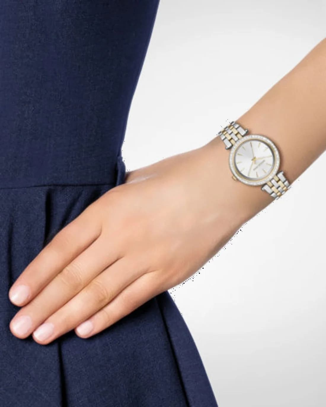 Montre femme Michael Kors Darci MK3405 en acier bicolore argent et or vue 5
