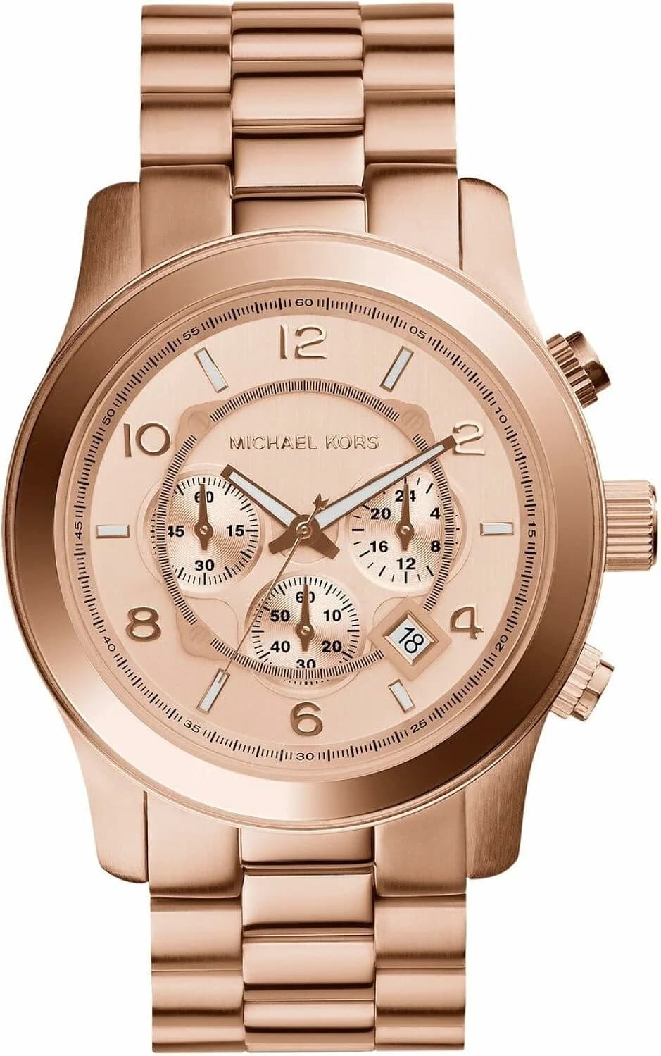 Visage cadran Michael Kors MK3499 arborant index bâtons appliqués et aiguilles dauphine, petite seconde à 6h